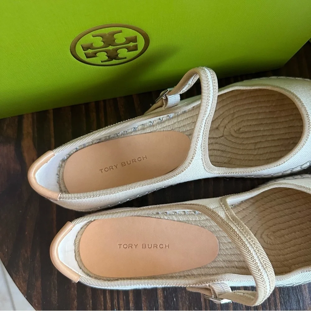 Tory Burch Cream Espadrille Mary flats